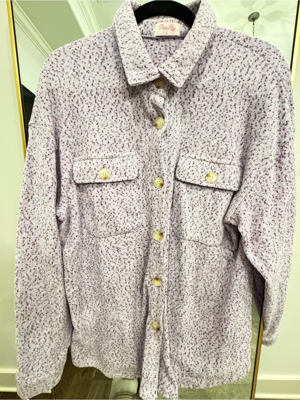 Pink Lily Lavender Speckled Button-Down Shacket